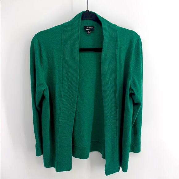Talbots 100% merino wool open front knit sweater cardigan sz XL - Picture 1 of 6
